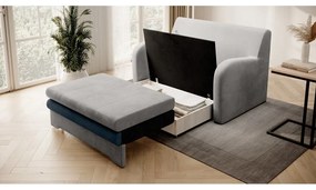 Divano blu/grigio chiaro allungabile e rivestimento in velluto 130 cm Ario – ELTAP