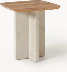 Tavolino in legno di quercia e marmo Naida