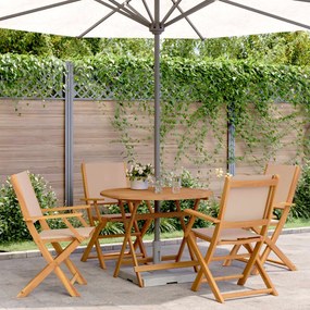 Set Da Pranzo Da Giardino 5 Pz Tortora Tessuto E Legno Massello /