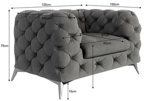 Poltrona grigia con rivestimento in velluto Chelsea – Ropez