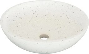 Lavabo da appoggio Terrazzo tondo in cemento bianco piletta inclusa