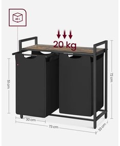 Cesto porta biancheria REX marrone/nero