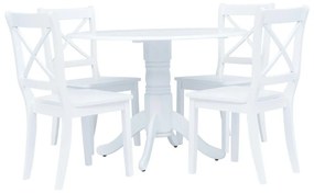 Set Da Pranzo 5 Pz İn Legno Massello Di Hevea Bianco /