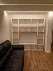 Libreria e porta tv con 12 antine bianco frassinato 218x30x218 cm