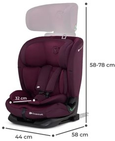 KINDERKRAFT - Seggiolino auto ONETO 3 i-Dimensioni (76-150 cm) + Isofix Cherry pearl