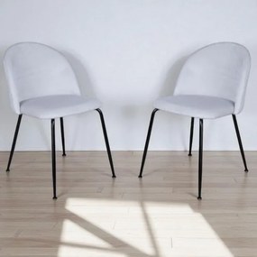 Sedia da pranzo in velluto Grigio Perla con gambe in metallo Nero - PARIS 2 sedie