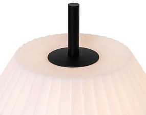 Lampada da tavolo da esterno moderna nera con paralume bianco IP44 - Robbert