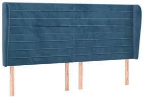 Testiera ad orecchio blu scuro 183x23x118/128 cm in velluto
