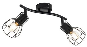 Faretto da soffitto moderno nero 2 luci orientabile - Botu