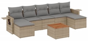 Set divano da giardino 8 pz con cuscini beige misto polyrattan