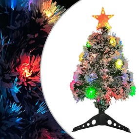 Albero Natale Preilluminato Bianco e Blu in Fibra Ottica, 64 cm