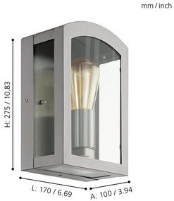 Eglo 97477 - Applique da esterno PARETTA 1xE27/60W/230V cromo opaco