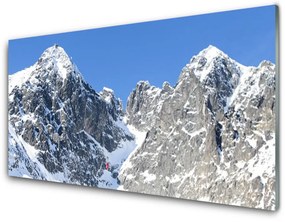 Quadro acrilico Paesaggio di neve di montagna 100x50 cm