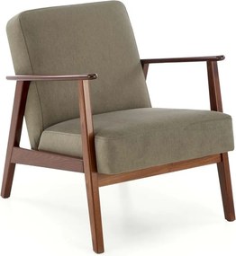 Poltrona Milano 1S in tessuto oliva - Castel 39/ noce scuro