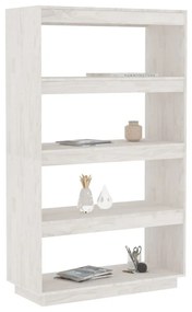 Libreria/divisorio bianco 80x35x135 cm legno massello di pino