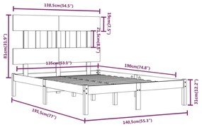 Giroletto Grigio in Legno Massello 135x190 cm Double