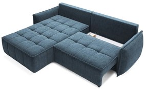Divano angolare blu allungabile/con contenitore (con penisola a sinistra/con chaise lounge) e rivestimento in velluto Campo – ELTAP