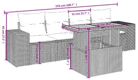 Set Divani da Giardino 5 pz con Cuscini in Polyrattan Nero