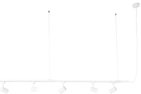 Sistema a binario sospeso moderno monofase con 5 faretti bianchi - Jeana