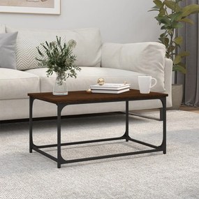 Tavolino Rovere Marrone 80x50x40cm İn Legno Multistrato E Ferro /