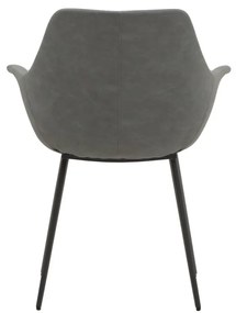 Set di sedie MIRASIERRA in similpelle grigio e gambe in metallo nero, con braccioli