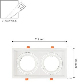 Faro da Incasso Orientabile Bianco - 2 lampade AR111 Foro 315x163mm