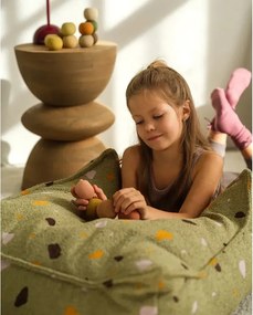 Pouf a sacco per bambini verde con rivestimento in bouclé e ciniglia Terrazzo Square – Wigiwama