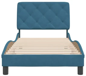 Giroletto con testiera blu 80x200 cm in velluto
