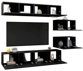 Set di mobili porta tv 6 pz nero in legno multistrato