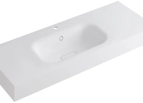 Lavabo integrale rettangolare vasca centrale L 120.5 x H 15 x P 46 cm in resina bianco