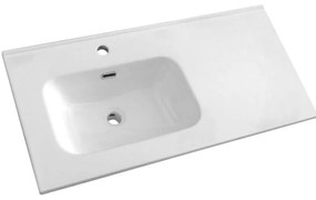 Lavabo integrale a incasso a sinistra rettangolare L 91 x H 18 x P 46 cm in ceramica bianco lucido