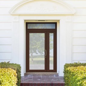 Portoncino d'ingresso Condo18 con vetro L 90 x H 210 cm in PVC noce, apertura spingere a sinistra