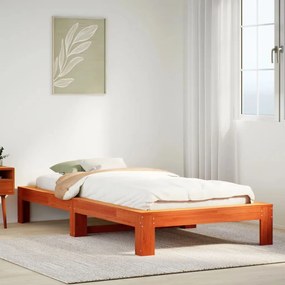 Letto Senza Materasso Marrone Cera 90x190 Cm İn Legno Di Pino /