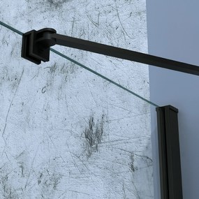 Box Doccia Angolare Battente 70x90 Feridras "Royal" Nero Opaco/Vetro Trasparente