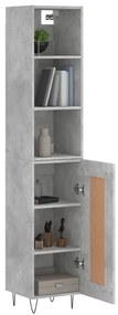 Credenza grigio cemento 34,5x34x180 cm in legno multistrato