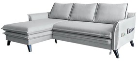 Divano letto angolare grigio chiaro, angolo sinistro Charming Charlie - Miuform