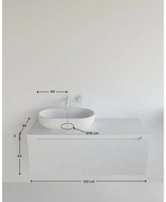 Mobile da bagno sotto lavabo bianco laccato L 120.5 x H 46 x P 46 cm 1 cassetto, lavabo non incluso