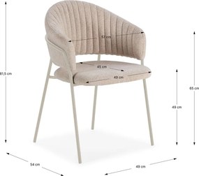 Set di sedie da pranzo beige in imbottito con braccioli 2 pz Leticia – Marckeric