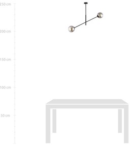 Lampadario da Soffitto in Acciaio e Vetro LINEAR 2 Nero 2xE14