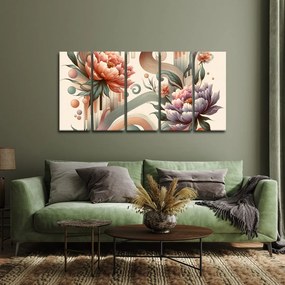 Quadri 5 pezzi – Curve artistiche e fiori