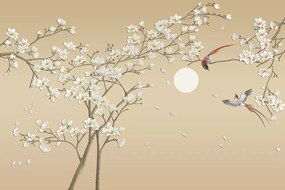 Carta da parati – Uccellini sui rami d'albero