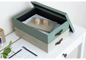Organizer verde in cartone per documenti Oskar Canvas Paper Laminate – Bigso