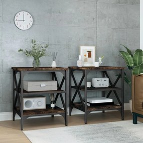 Tavolini 2 Pz Rovere Fumo 40x42x50 Cm İn Legno Multistrato /