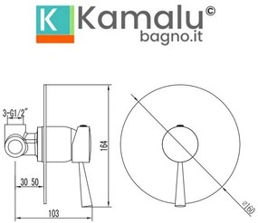 Kamalu - miscelatore doccia da incasso con finitura nera| kam-arte nero