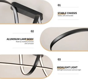 Brilagi-LED Plafoniera dimmerabile TWISTER LED/60W/230V 3000-6000K nero + telecomando