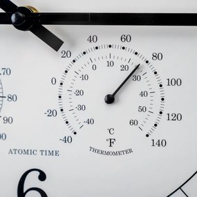 Orologio da parete con termometro e igrometro, Ø 30 cm, 1xAA, nero/bianco