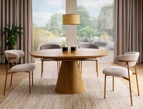 Tavolo Angel II estensibile in MDF con impiallacciatura naturale rovere – Ø120 estensibile a 160 cm