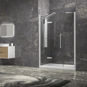 Kamalu - porta doccia 150cm battente e 2 fissi colore bianco | kt6000b