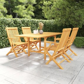 Set da pranzo da giardino 5 pz in legno massello di teak