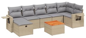 Set divano da giardino 8 pz con cuscini beige misto polyrattan